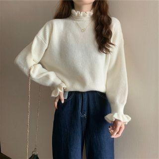 Ruffle Mock-neck Sweater
