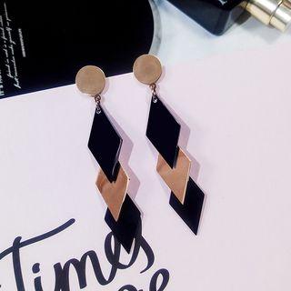 Color Block Rhombus Drop Earring 1 Pair - Black & Gold - One Size