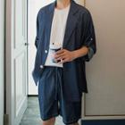 Set: 3/4-sleeve Blazer + High-waist Shorts