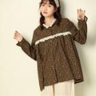 Floral Print Lace Panel Hooded Blouse