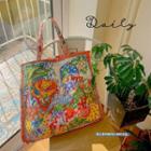 Print Tote Bag Red & Blue & Yellow & Green - One Size