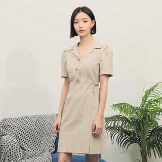 Spread-collar Short-sleeve Shirtdress