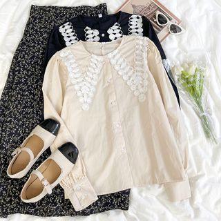 Long-sleeve Lace Peter Pan Collar Shirt