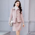 Set: Houndstooth Coat + Straight-fit Skirt
