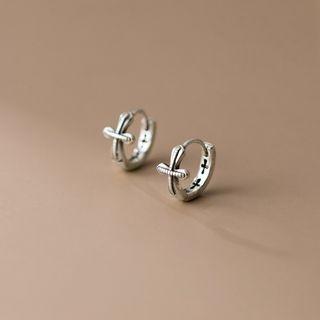 Cross Sterling Silver Hoop Earring 1 Pair - Silver - One Size