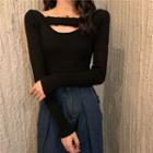 Plain Skinny Long-sleeve Knitted Top