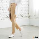 Belted Pleated Straight-leg Pants