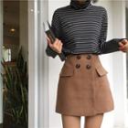 High-waist Buttoned A-line Skirt