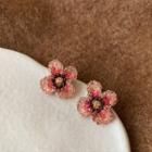 Flower Rhinestone Alloy Earring 1 Pair - Pink - One Size