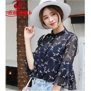 Floral Elbow-sleeve Blouse