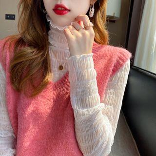 High-neck Lace Top In 5 Colors