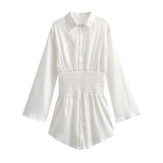 Elastic Waist Scoop Hem Shirt