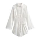 Elastic Waist Scoop Hem Shirt