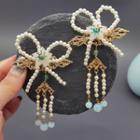 Retro Faux Pearl Tassel Hair Clip 1 Pair - L89 - One Size
