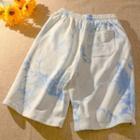 Letter Embroidered Tie Dye Shorts
