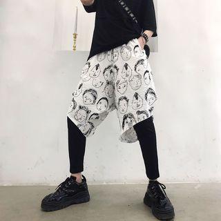 Inset Cartoon Print Shorts Leggings