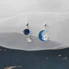 Non-matching 925 Sterling Silver Moon & Star Dangle Earring 1 Pair - Blue & Silver - One Size