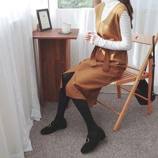 V-neck Sleeveless Long Dress With Sash