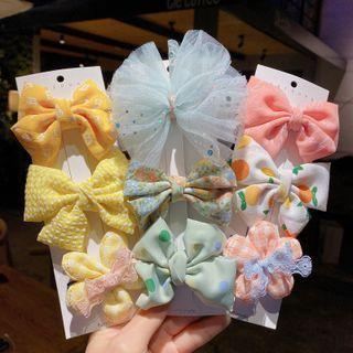 Set Of 9: Fabric Bow Hair Clip (various Designs)