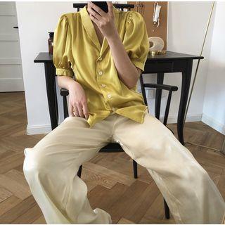 Elbow-sleeve Satin Shirt