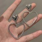 Heart Drop Earring Heart Stud Earring 1 Pair - Sliver - One Size
