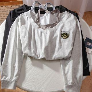Mock Two-piece Patched T-shirt