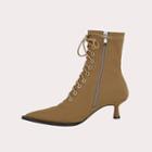 Kitten-heel Lace-up Ankle Boots