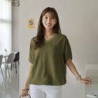 Drawstring-hem Paneled T-shirt