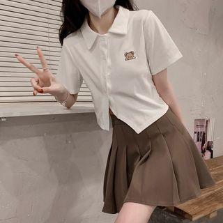 Embroider Bear Cropped Top
