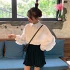 Loose-fit Ruffled Shirt / Pleated Knit Skirt