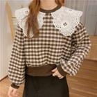Lace Collar Plaid Pullover