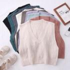 Loos-fit Cable-knit Vest In 9 Colors