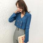 Double Breasted Cropped Knit Coat