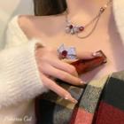 Bow Rhinestone Open Ring / Necklace
