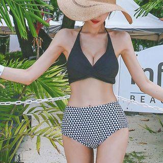 Set: Halter Bikini Top + Print Bottom