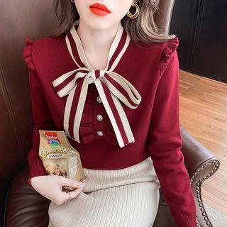 Tie-neck Ruffle Sweater