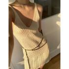 Sleeveless Knit Dress Beige - One Size