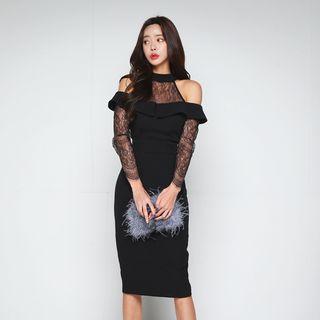 Cold-shoulder Sheath Cocktail Dress