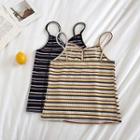 Color-block Striped V-neck Slim-fit Sleeveless Top