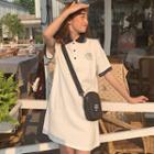 Short-sleeve Embroidered Contrast Trim Polo Dress
