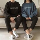 Couple Letter-print Boxy Pullover