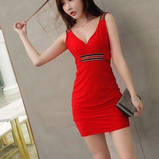 Contrast Stripe Sleeveless Sheath Dress