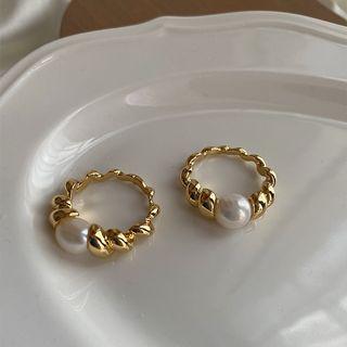 Freshwater Pearl Alloy Ring E196 - Gold - One Size