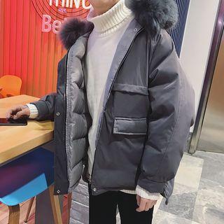 Faux Fur Trim Hooded Zip Padded Jacket