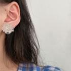 Transparent Flower Ear Stud 1 Pair - S925 Silver Needle Earrings - One Size