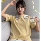 Cat-accent Short-sleeve T-shirt Yellow - One Size