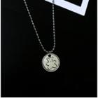 Alloy Bear Disc Pendant Necklace Silver - One Size