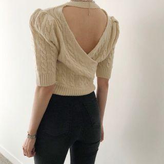 Open-back Cable-knit Sweater