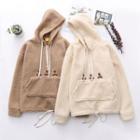 Bear Embroidered Fleece Hoodie