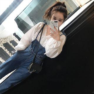Belted Denim Suspender Jeans